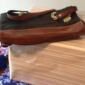 Large Faux Leather purse in Black and Brown